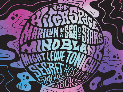Record Cover WIP crystal ball custom type graphic design hand drawn type hand lettering illustration lettering record cover songs space women in illustration