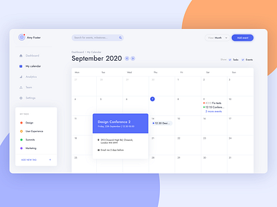 Task management - calendar view app app design blue bright calendar design hioi light managment task ui user interface ux