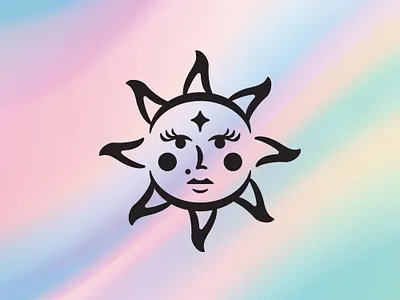 Sun Lady astrology branding cosmetics face horoscope moon pastel star sun woman zodiac