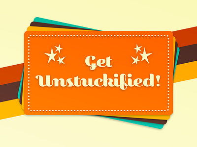 Unstuckified :: Prompts for Creative Thinking 70s flat flat design fun inspiration magic 8 ball orange sketch stripes video editor webflow