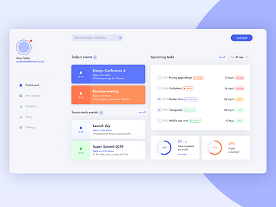 Task management - dashboard analytics blue calendar colors dashboard events github light task tasks timeline to do todo ui user experience user interface ux