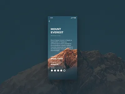 Mount Everest details everest feedback iphone iphone x iphonex mobile mobile app design mobile design mountain review reviews star ui ui design uidesign uiux user interface ux design uxdesign