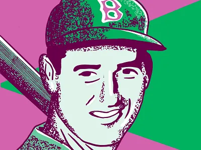 Ted Williams Illustration baseball boston boston red sox design illustration procreate red sox retro retro supply co ted williams texture vector