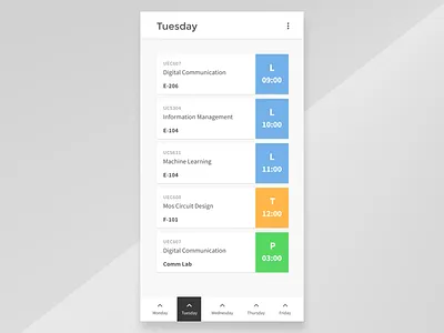 College Time Table App app design figmadesign source sans pro time table