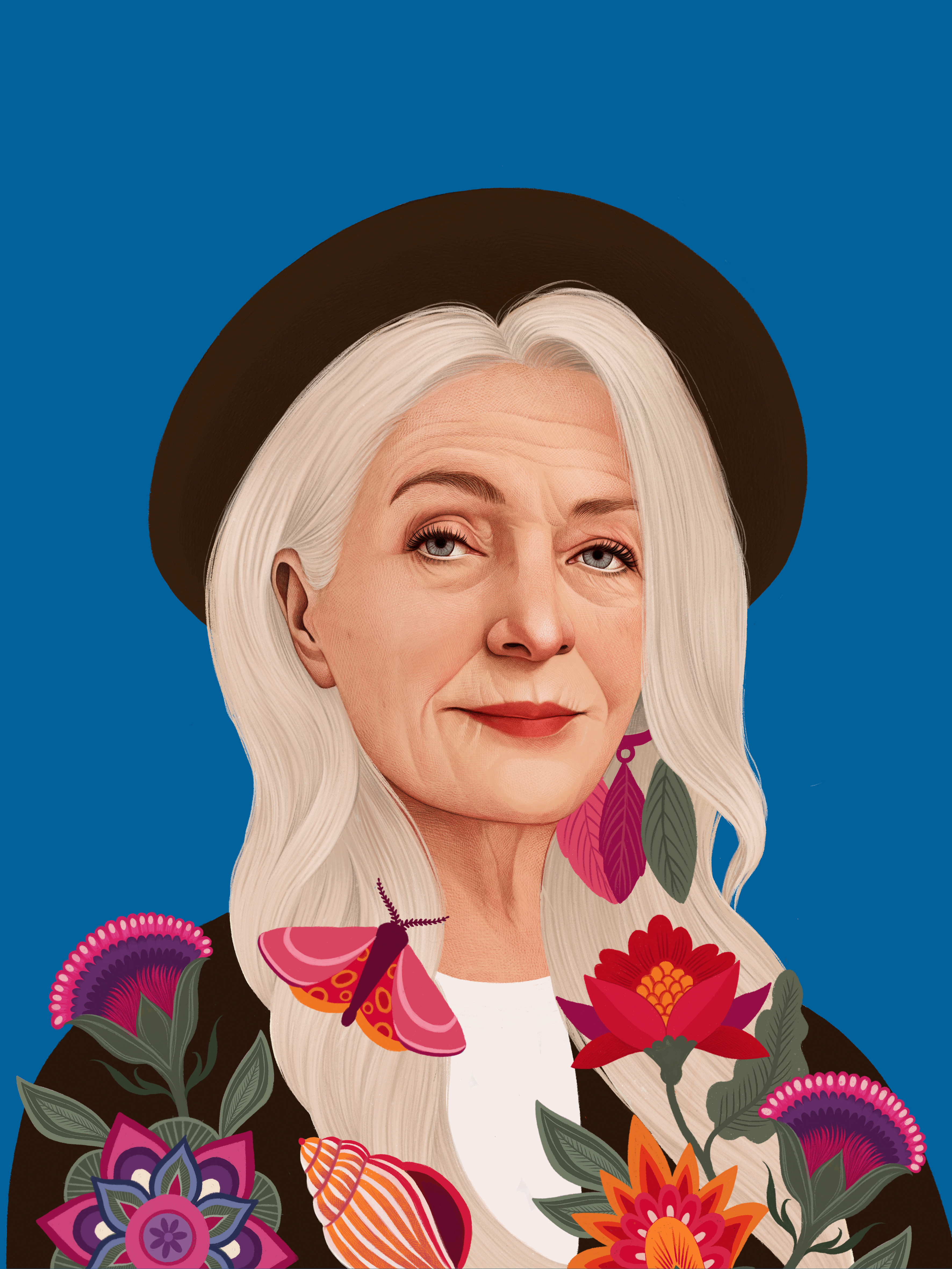 Señora digital floral folioart illustration mercedes debellard portrait realist