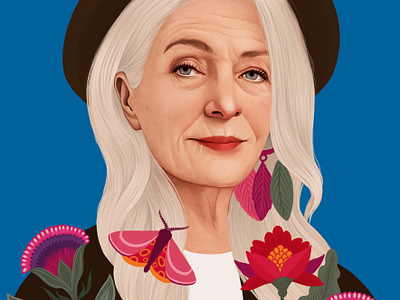 Señora digital floral folioart illustration mercedes debellard portrait realist