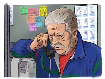 Speed 3 - Father Ted caller cartoon channel 4 channel4 colour comedy fatherted illustration ireland mutton chops phonebox procreate ring speed tracksuit