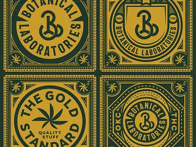 Botanical Labs packaging Badges badge badges branding cannabis detail illustration logo marijuana mark medicinal monogram oklahoma ornate packaging thc typography