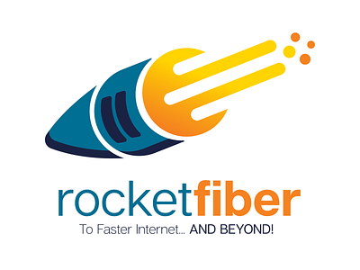 Rocket Fiber - Full Color Logo branding design illustration logo typography vector