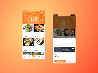 R+R : Sushi Delivery app mobile product ui ux