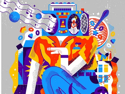 Cereal boombox cereal disco food grain man music whimsical