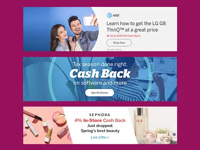 Ebates - Carousel Banners digital production graphic design