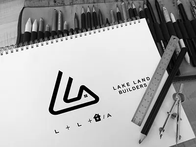Logo for LAKE LAND BUILDERS branding business logo business logo design clean construction construction logo design flat identity illustration illustrator lettering logo minimal real estate logo realestate typography vector