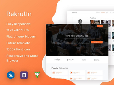 Rekrutin - Modern Job Portal flat job board job listing job portal ui design web template