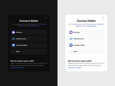 DeFi Connect Wallet Modal bitcoin blockchain connect crypto defi dex ethereum solana trading ui ux wallet web3