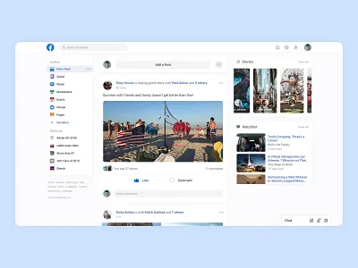 Facebook Website Redesign Concept 2019/2020 concept facebook facebook ads facebook banner instagram instagram stories linkedin messaging newsfeed social social app social media social network twitter yelp