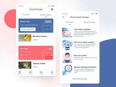 Cloud storage UI blue cloud storage color design illustration page red smarthome ui