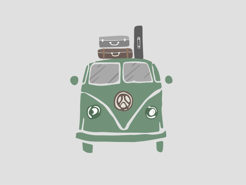 VW Kombi Illustration concept debut debutshot design giff ui vector video visual design vw vw kombi