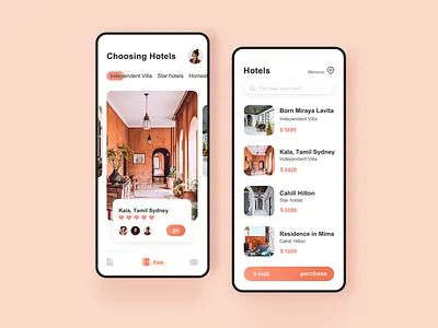 Reservation Hotel app app ui 设计