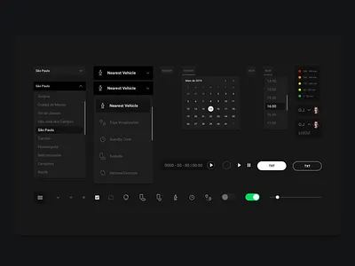 Dark theme - UI Kit app dark dark ui design identity interface ui uidesign uikit ux