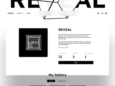 LINK3 - Reveal NFT Claim Page Animation animation bitcoin blockchain btc claim crypto design homepage minimal minimalist nft ui web web3 website