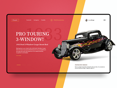 Classic Cars black car classic concept coupe creative ford interface landing page street touring transport trend vehicle webpage website windows