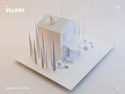 village c4d clean design house ui