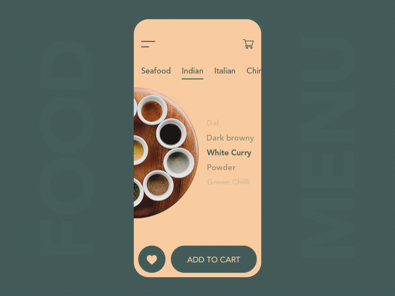 Food Menu android animation app food interaction ios menu motion slider swipe