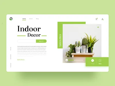 Indoor Decor Webpage Concept blog branding cactus clean decoration flat gallery illustration indoor interaction design landing page logo minimal photography plants ui ux uxui web design website