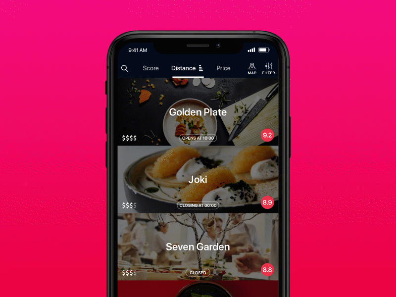 FREDD - mobile application ai integration enterprice food geolocation ios ratings uidesign uxdesign