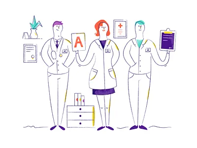 Therapists work brush doc doctor illustration lines medical medicine therapist vector
