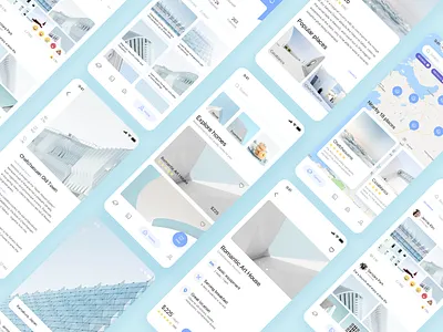 Travel Interface Collection app blue card clean collection design interface travel ui