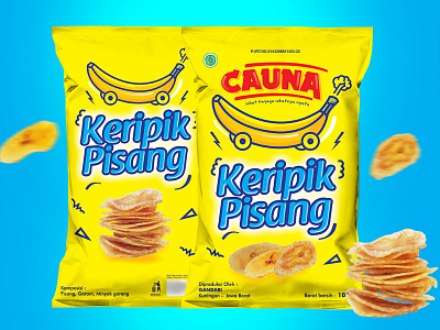 CAUNA chips design food illustration mock ups packaging design typography