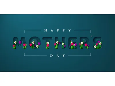 Mother's Day greeting card. 3d craft design greeting holiday illustration layered leaves mothers day papercut spring flowers typographic vector