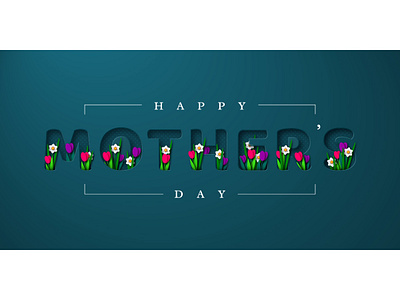 Mother's Day greeting card. 3d craft design greeting holiday illustration layered leaves mothers day papercut spring flowers typographic vector