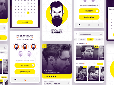 Book My Barber App androidapp appdesign barber creative illustration iosapp loyalty program mobile sketchapp uidesign