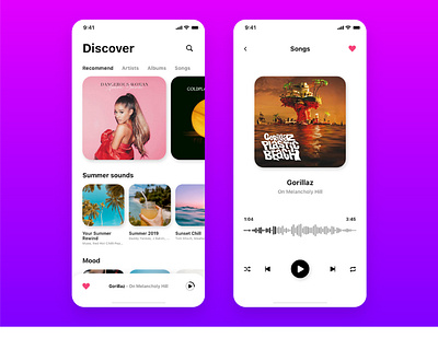 Music App Interface Design app application art colors design dribbble interaction interfaces ios listening music music app music player ui uidesign uiux user experience userinterface ux ux design