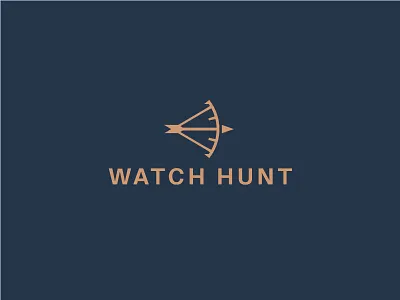Watch app logo concept app arrow bow brand branding clock elegant flat gold hunt logo luxury minimalist modern watch