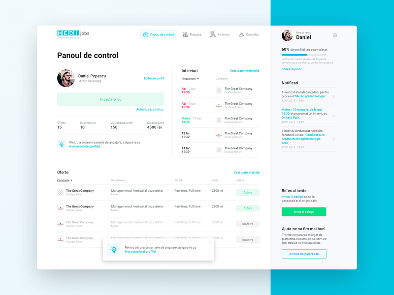 Dashboard - Applicants app dashboard ui user experience user interface ux web design