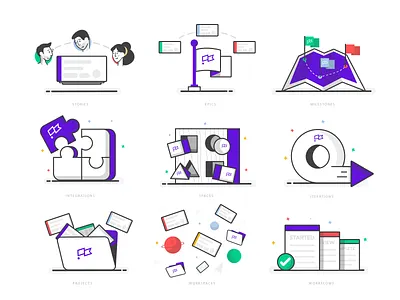 Illustration Collection box branding card cards document flag folder illustration jigsaw map set space