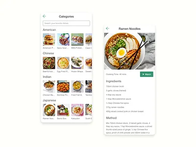 Daily UI 040 Recipe app app design dailyui foodapp mobile mobile app recipe ui uidesign userexperience userinterface ux uxdesign