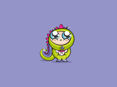 Cute kid mascot baby big eyes child colorful costume cute design dino dinosaur drawing illustration kawaii kid logo mascot vector