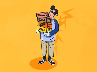 Sneaker boy illustration ipad pro procreate app sneakers yellow 六回