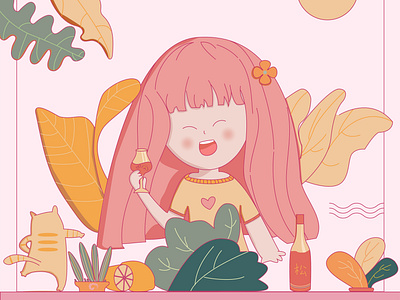 Day17 - Drinking at night 100 days challenge illustrator illustration
