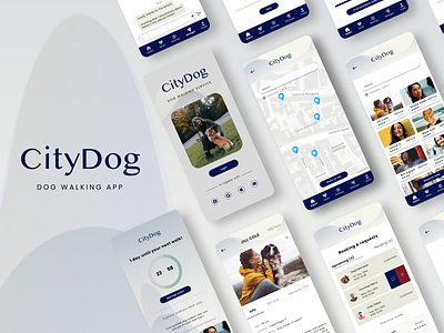 CityDog - Dog walking app app branding design dog walking app prototyping typography ui ux