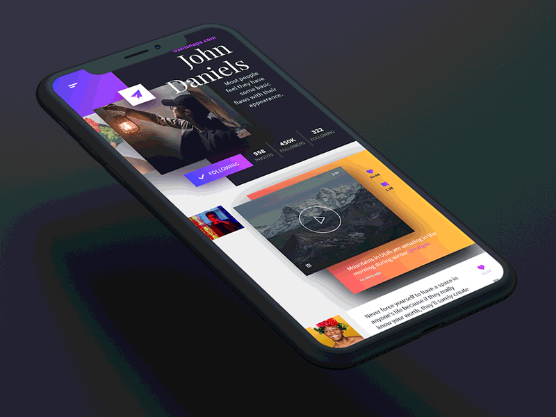 Social Profile Concept ui ux