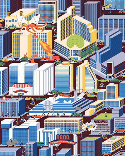 Traffic Summit city digital folioart illustration michael driver transport travel