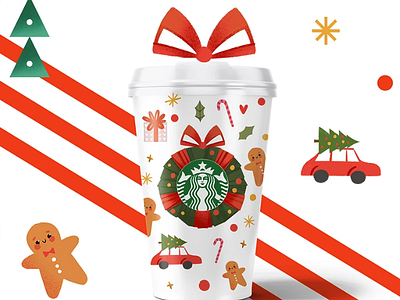 Starbucks Cups: Holiday Edition artwork branding drinkware graphic design illustration merchandise packaging print