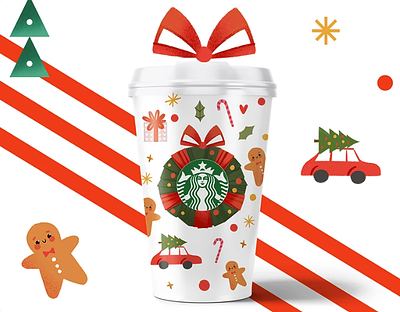 Starbucks Cups: Holiday Edition artwork branding drinkware graphic design illustration merchandise packaging print