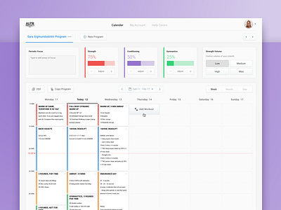 Coaching Program Builder | Dashboard UI app athlete calendar coach dashboard fitness health managment product design program sketch ui ux webapp